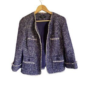 Talbots Navy and White Tweed Blazer